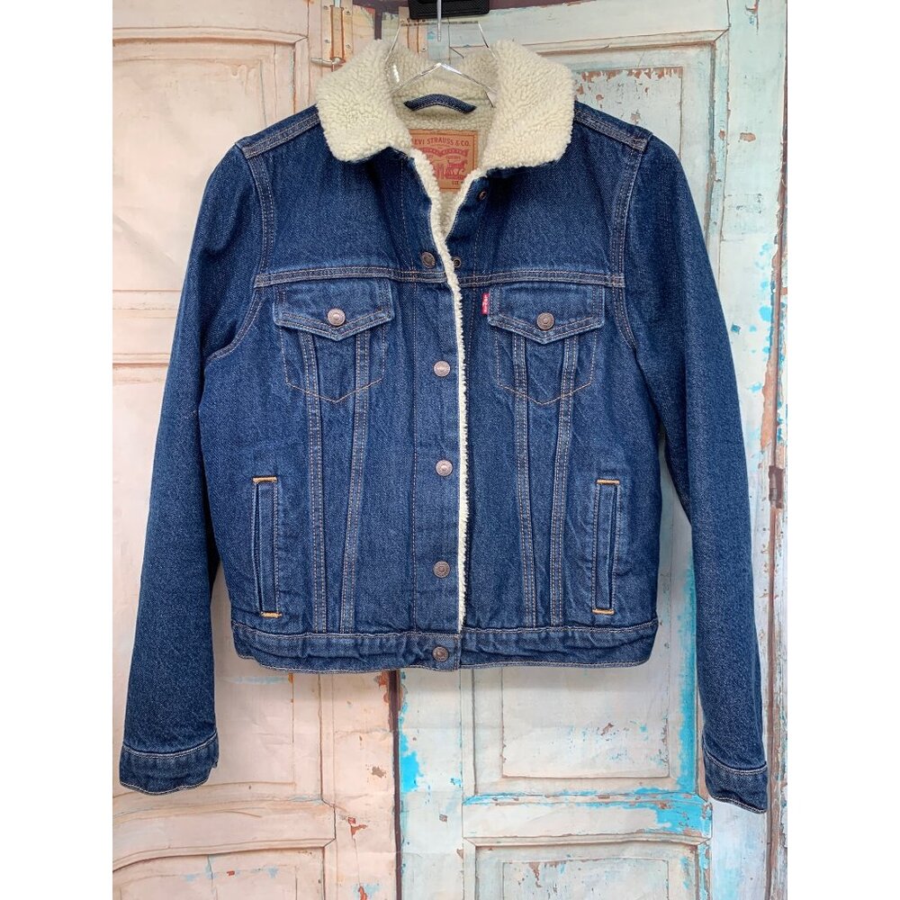 Levi's Blue Jean Jacket with White Sherpa Lining